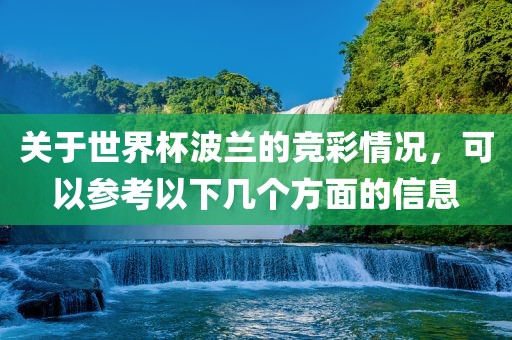 关于世界杯波兰的竞彩情况，可以参考以下几个方面的信息