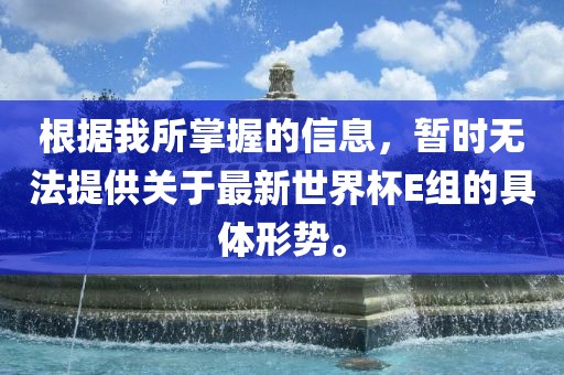 根据我所掌握的信息，暂时无法提供关于最新世界杯E组的具体形势。