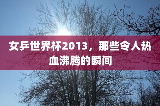 女乒世界杯2013，那些令人热血沸腾的瞬间