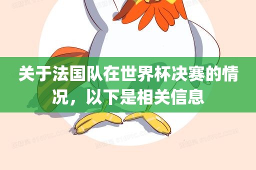 关于法国队在世界杯决赛的情况，以下是相关信息