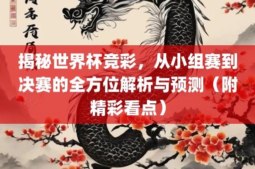 揭秘世界杯竞彩，从小组赛到决赛的全方位解析与预测（附精彩看点）