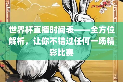 世界杯直播时间表——全方位解析，让你不错过任何一场精彩比赛