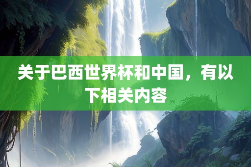关于巴西世界杯和中国，有以下相关内容