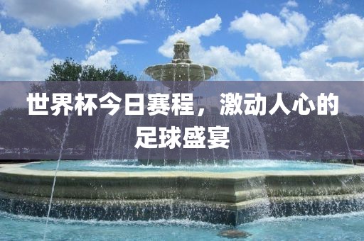 世界杯今日赛程，激动人心的足球盛宴洛阳市法福文化传播有限公司