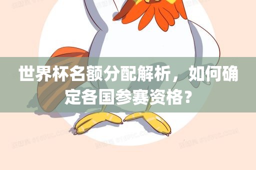 世界杯名额分配解析，如何确定各国参赛资格？
