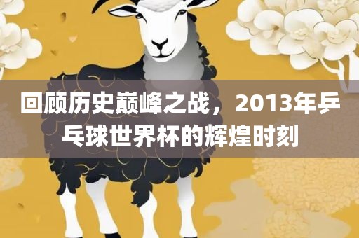 回顾历史巅峰之战，2013年乒乓球世界杯的辉煌时刻