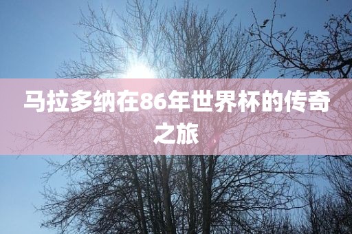 马拉多纳在86年世界杯的传奇之旅