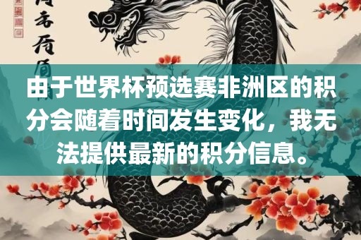 由于世界杯预选赛非洲区的积分会随着时间发生变化，我无法提供最新的积分信息。