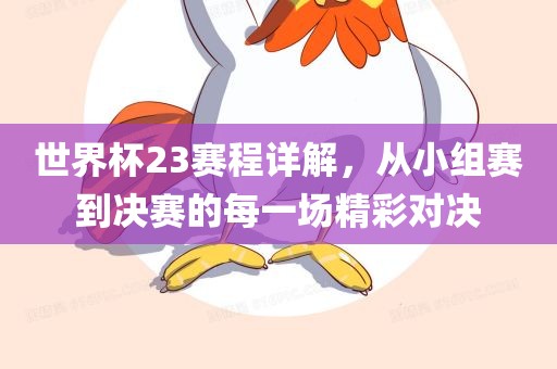 世界杯23赛程详解，从小组赛到决赛的每一场精彩对决