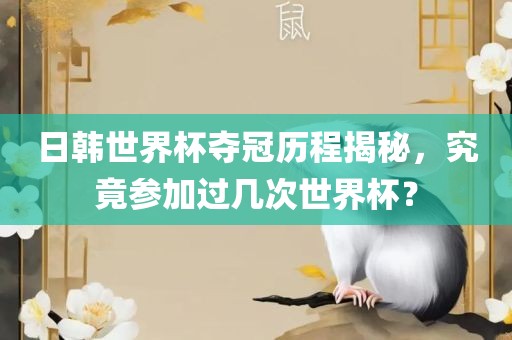 日韩世界杯夺冠历程揭秘，究竟参加过几次世界杯？