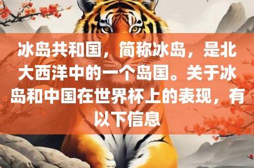 冰岛共和国，简称冰岛，是北大西洋中的一个岛国。关于冰岛和中国在世界杯上的表现，有以下信息