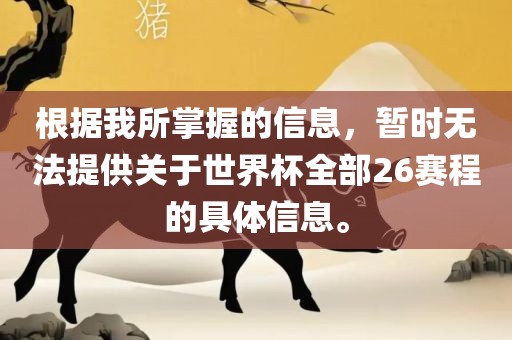 根据我所掌握的信息，暂时无法提供关于世界杯全部26赛程的具体信息。